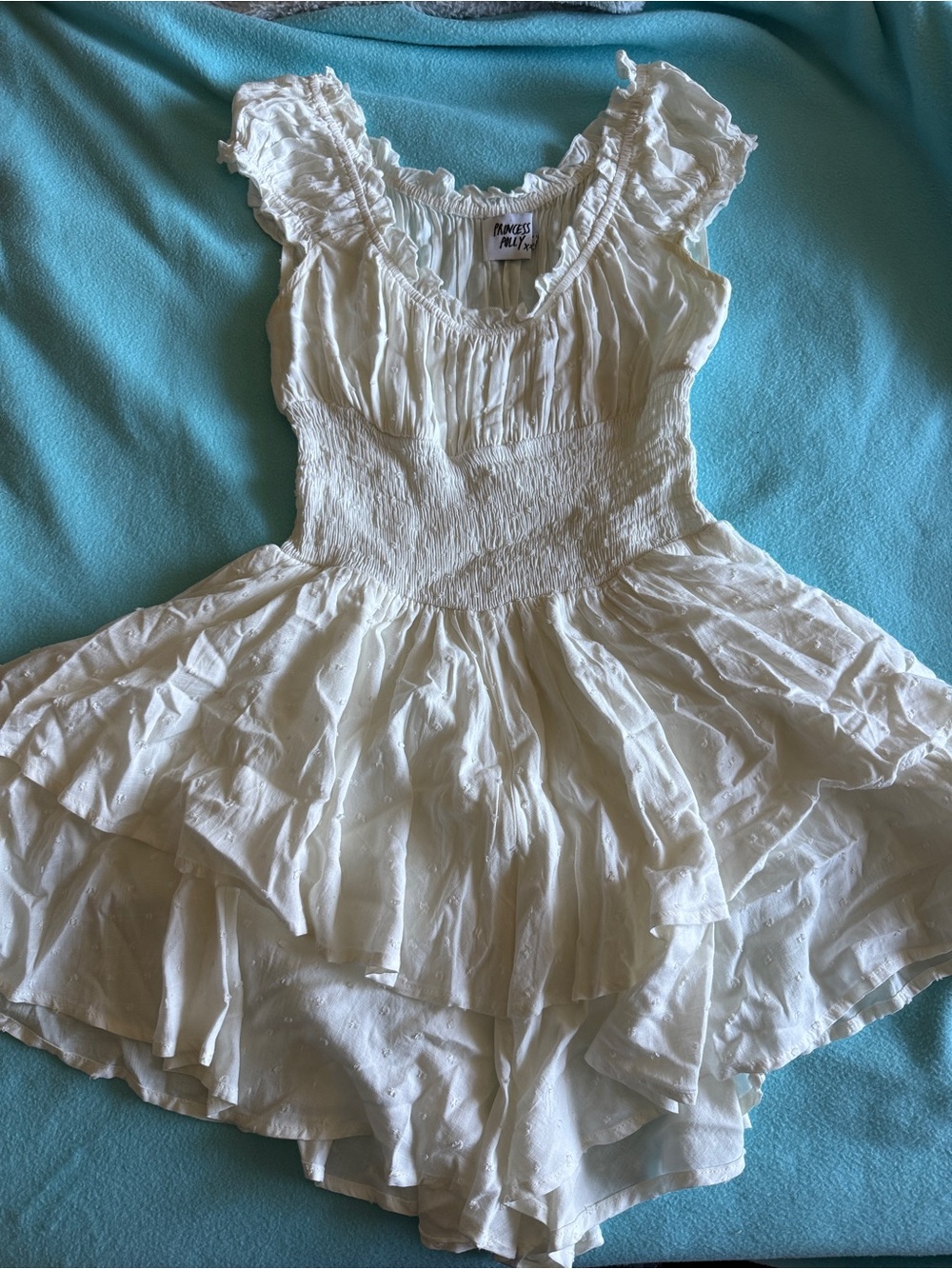Princess Polly White Ruffled Romper Dress